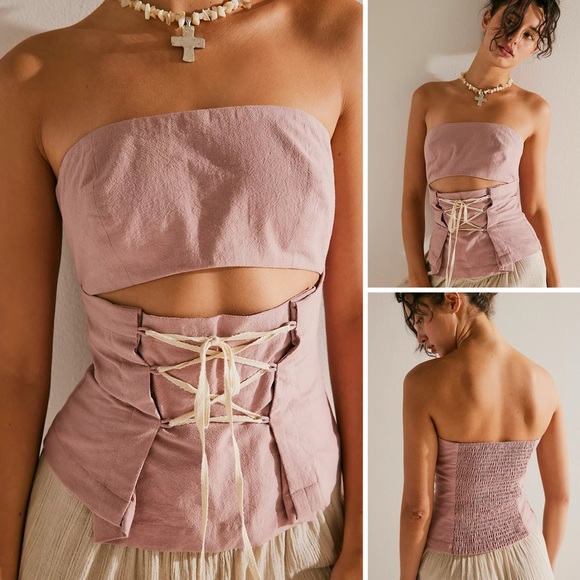 NWOT! Free People Criss Cross Corset Top - Picture 1 of 9